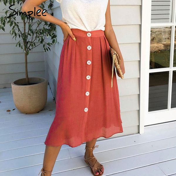 simplee casual buttons women midi skirts vintage mid-waist solid female a-line skirt spring summer holiday ladies skirts bottoms, Black
simplee casual buttons women midi skirts vintage mid-waist solid female a-line skirt spring summer holiday ladies skirts bottoms, Black