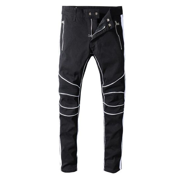 2019 новых европейских и американских стрит mens black полосатый джинсы молодежные личности тонкие ноги мотоцикл брюки дизайнерские джинсы, Blue
2019 новых европейских и американских стрит mens black полосатый джинсы молодежные личности тонкие ноги мотоцикл брюки дизайнерские джинсы, Blue