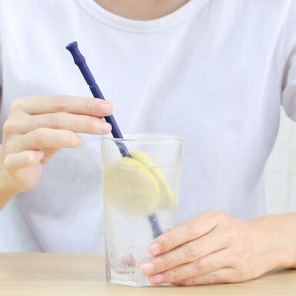 

travel home office drinks necessary collapsible silicone straw reusable folding drinking with carrying case and cleaning brush