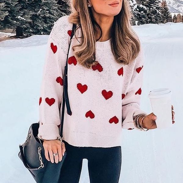 casual women heart print knitted pullover long sleeve sweater women o neck sweater blouse crochet pull femme winter clothes, White;black
casual women heart print knitted pullover long sleeve sweater women o neck sweater blouse crochet pull femme winter clothes, White;black