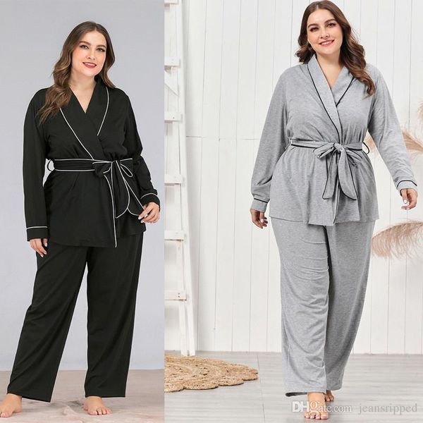 plus size womens designer sleepwear fashion casual solid color long sleeve robe sets winter womens pajamas, Black;red
plus size womens designer sleepwear fashion casual solid color long sleeve robe sets winter womens pajamas, Black;red