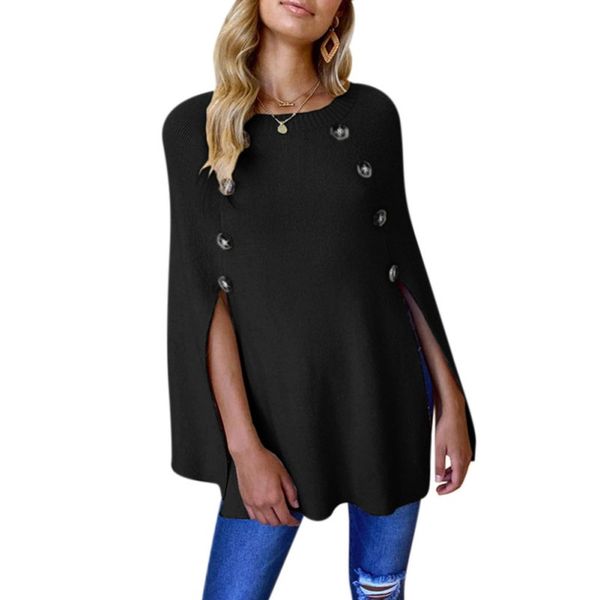 women autumn solid color warm long sleeve cute button irregular loose round collar sweater c2, White;black
women autumn solid color warm long sleeve cute button irregular loose round collar sweater c2, White;black