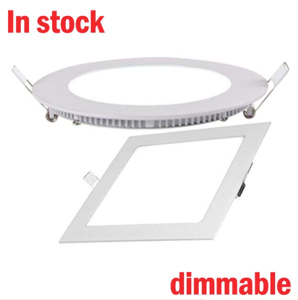 dhl ship dimmable 6w/9w/12w/15w/18w/21w led panel lights recessed lamp round/square led downlights for indoor ceiling lamp 85-265v+ driver