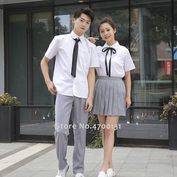 korean style women men high school uniforms set anime cosplay costume japanese students jk suit t-shirt pleated skirt pants, White
korean style women men high school uniforms set anime cosplay costume japanese students jk suit t-shirt pleated skirt pants, White
