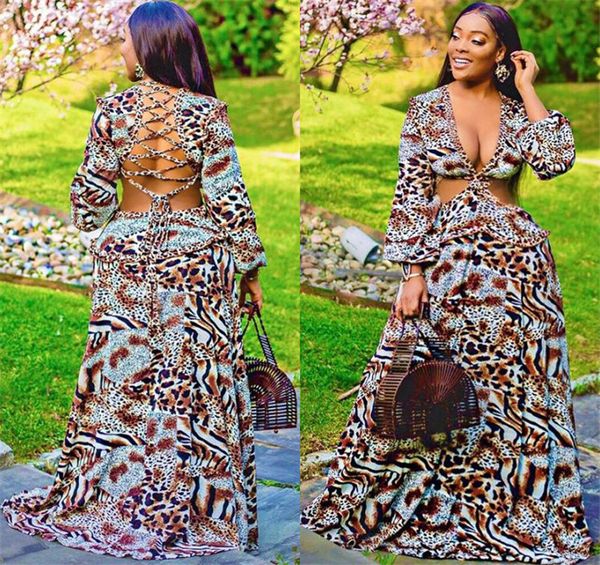 deep v neck dresses summer leopard long maxi dresses long sleeve backless with belt womens designer dresses party casual, Black;gray
deep v neck dresses summer leopard long maxi dresses long sleeve backless with belt womens designer dresses party casual, Black;gray