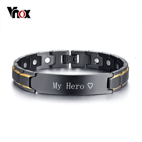 vnox personalized id jewelry black therapy healing magnetic bracelets for men stainless steel power bangle father's day dad gift, Golden;silver
vnox personalized id jewelry black therapy healing magnetic bracelets for men stainless steel power bangle father's day dad gift, Golden;silver