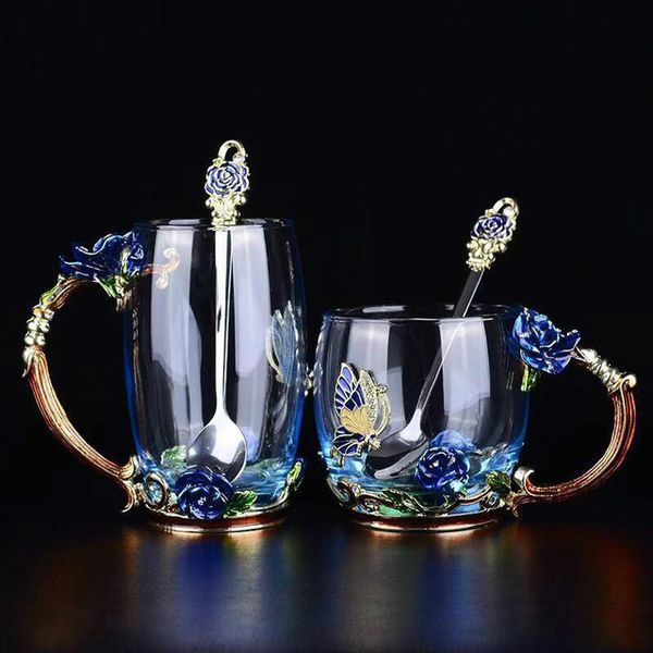 new red blue rose эмаль кристалл чая чашка кофе кружка бабочка роза нарисованный цветок чашки воды прозрачное стекло с spoon set идеальный п
new red blue rose эмаль кристалл чая чашка кофе кружка бабочка роза нарисованный цветок чашки воды прозрачное стекло с spoon set идеальный п