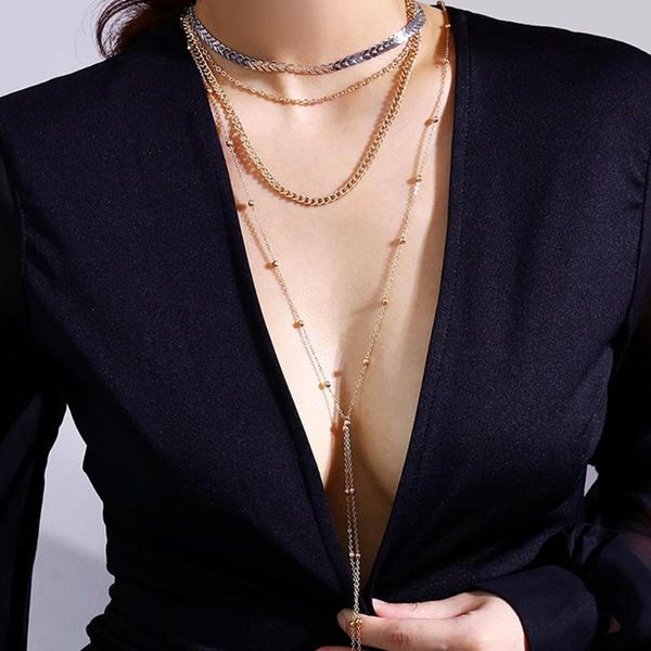 personality exaggerated street shooting items decorated with deep v multi-layer bead chain, Silver
personality exaggerated street shooting items decorated with deep v multi-layer bead chain, Silver