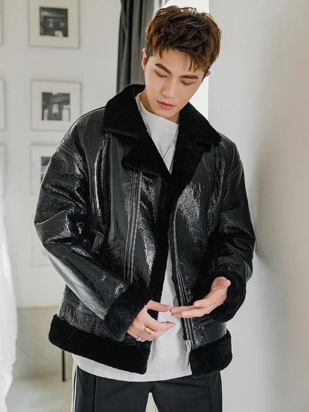 real genuine men winter coat natural original merino wool fur jacket shiny motorcycle leather coats 22689, Black
real genuine men winter coat natural original merino wool fur jacket shiny motorcycle leather coats 22689, Black