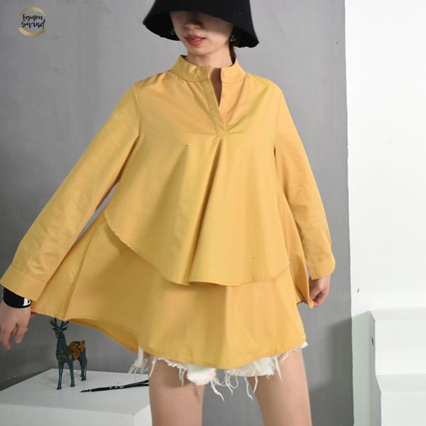 2019 spring summer new fashion stand collar long sleeve blue striped loose big size double deck shirt women ruched blouse yc203, White
2019 spring summer new fashion stand collar long sleeve blue striped loose big size double deck shirt women ruched blouse yc203, White