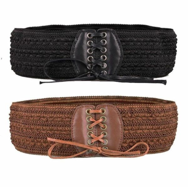womens retro stretch buckle waist belt bow wide elastic corset cinch waistband, Black;brown
womens retro stretch buckle waist belt bow wide elastic corset cinch waistband, Black;brown