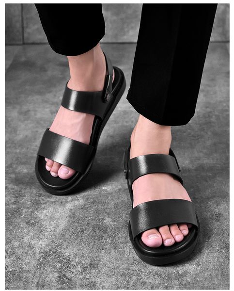 sandals men's fashion summer new leather sandals roman beach shoes flat sole dual purpose external wear sandals, Black
sandals men's fashion summer new leather sandals roman beach shoes flat sole dual purpose external wear sandals, Black