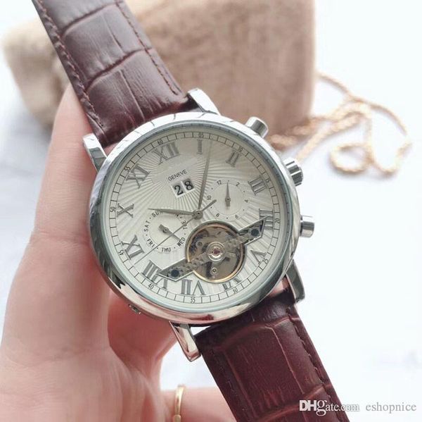 brand luxury men watches fashion mens watch genuine leather strap mechanical automatic wristwatches for men gift all small dials work water, Slivery;brown
brand luxury men watches fashion mens watch genuine leather strap mechanical automatic wristwatches for men gift all small dials work water, Slivery;brown