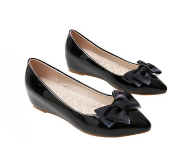 2019 women's shoes in spring and autumn with new style slope heel pointed end bowknot @45, Black
2019 women's shoes in spring and autumn with new style slope heel pointed end bowknot @45, Black