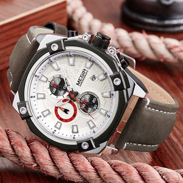 megir men's fashion leather quartz wristwatches casual sports watches men luxury strap waterproof analog clock relogio masculino, Slivery;brown
megir men's fashion leather quartz wristwatches casual sports watches men luxury strap waterproof analog clock relogio masculino, Slivery;brown