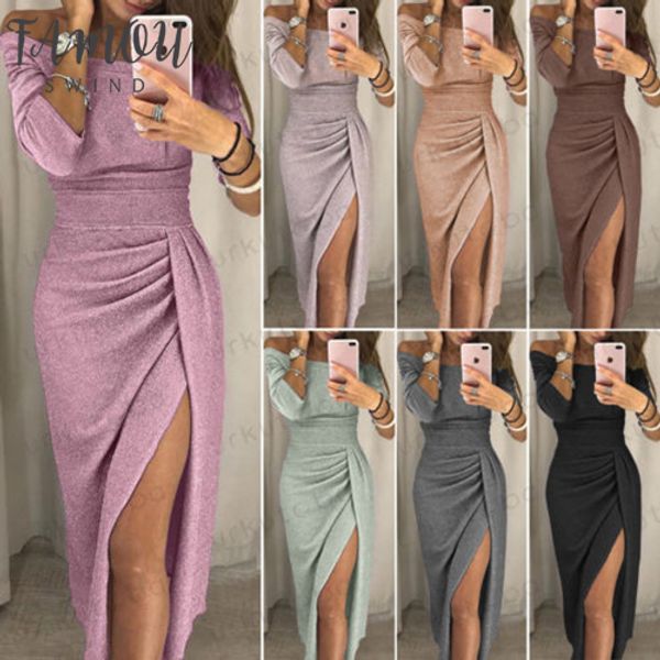 womens cocktail party long sleeve bodycon clubwear long split dress size 6-16, Black;gray
womens cocktail party long sleeve bodycon clubwear long split dress size 6-16, Black;gray