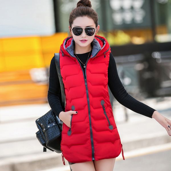 new autumn winter women waistcoat hooded down warm vest long sleeveless casual women clothing solid plus size female outwear, Black;white
new autumn winter women waistcoat hooded down warm vest long sleeveless casual women clothing solid plus size female outwear, Black;white