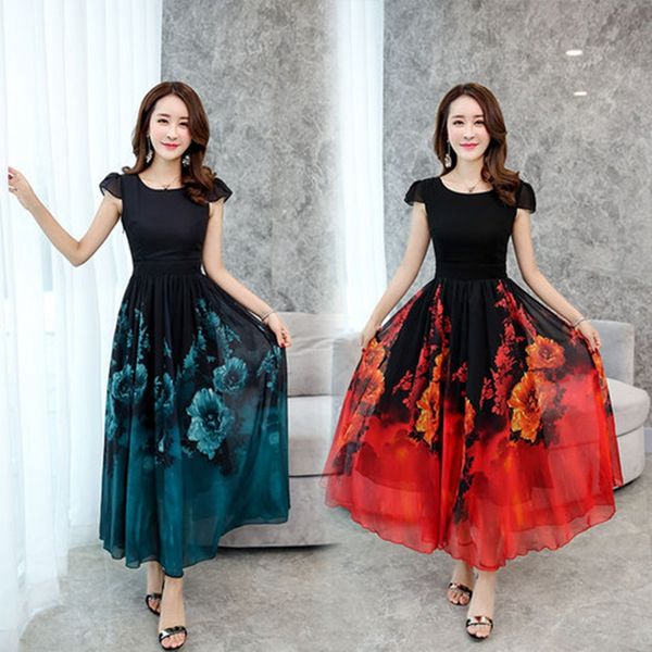plus size summer chiffon women dress elegant vintage flower print bohemian long beach dress 2019 maxi party women vestido, Black;gray
plus size summer chiffon women dress elegant vintage flower print bohemian long beach dress 2019 maxi party women vestido, Black;gray