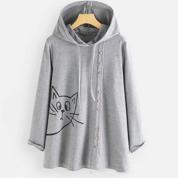 fall / winter 2019 cartoon cat print long sleeve hooded loose casual sweater women, Black
fall / winter 2019 cartoon cat print long sleeve hooded loose casual sweater women, Black