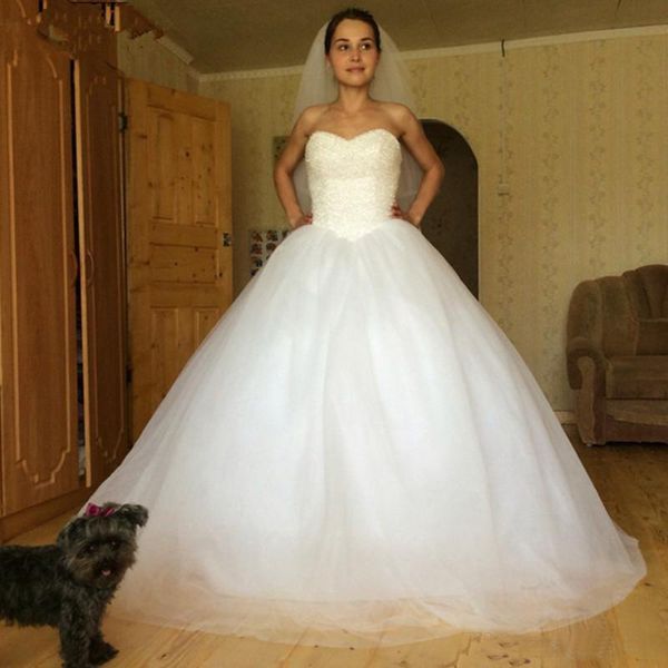 beaded sweetheart tulle ball gown wedding dresses 2019 sweep train corset bridal wedding gowns custom made, White
beaded sweetheart tulle ball gown wedding dresses 2019 sweep train corset bridal wedding gowns custom made, White