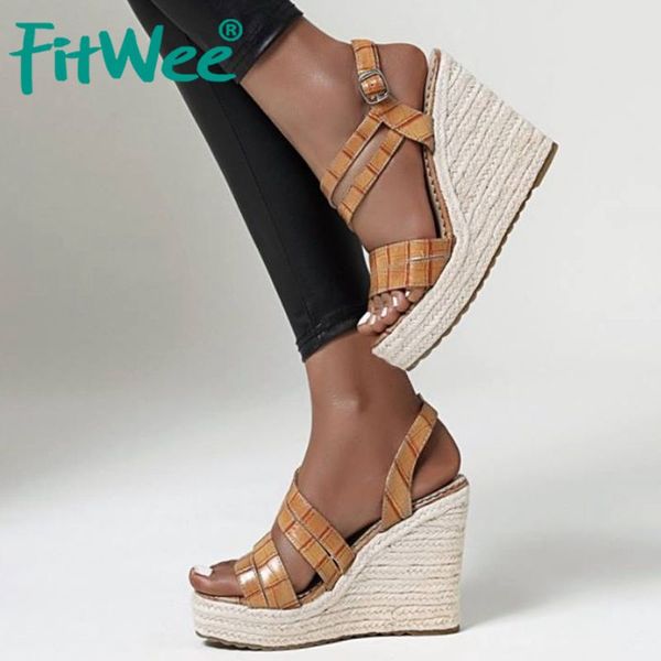 sandals fitwee wedges summer women shoes simple buckle platform casual female party ankle strap size 34-43, Black
sandals fitwee wedges summer women shoes simple buckle platform casual female party ankle strap size 34-43, Black