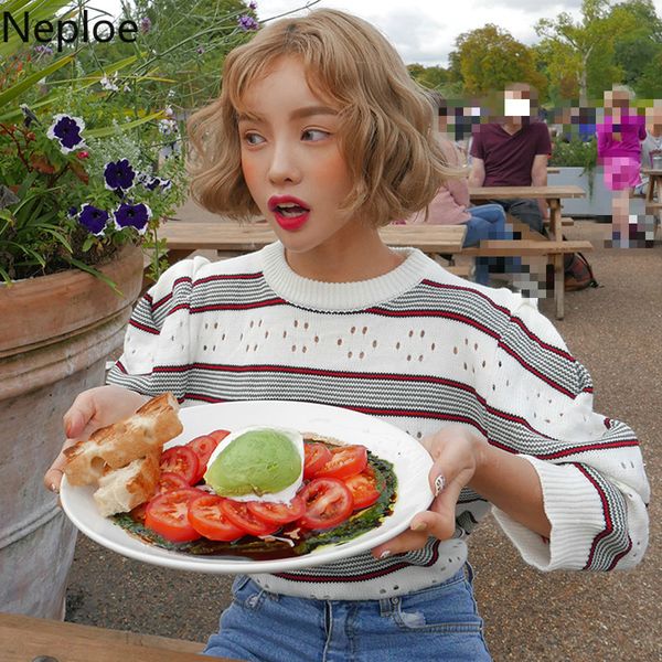 neploe hollow out stripe knitted t shirts women chic o neck long sleeve female summer 2020 loose casual ladies tees 1b634, White
neploe hollow out stripe knitted t shirts women chic o neck long sleeve female summer 2020 loose casual ladies tees 1b634, White