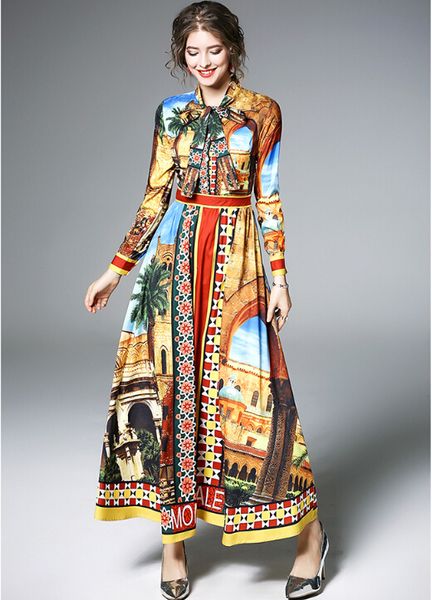 New Fashion Spring Brand Design Maxi Dress Women Vintage Gorgeous Print Bow Tie Neck Big Swing Robe Femme Party Long Dress
New Fashion Spring Brand Design Maxi Dress Women Vintage Gorgeous Print Bow Tie Neck Big Swing Robe Femme Party Long Dress