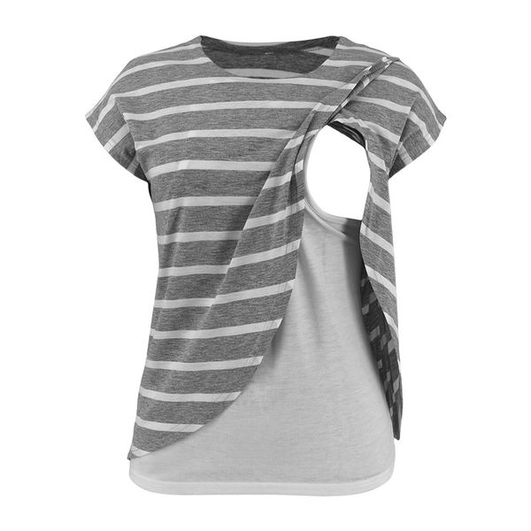 fashion women pregnant nusring maternity clothes summer o-neck short sleeve striped double layer blouse plus size#g4, White
fashion women pregnant nusring maternity clothes summer o-neck short sleeve striped double layer blouse plus size#g4, White
