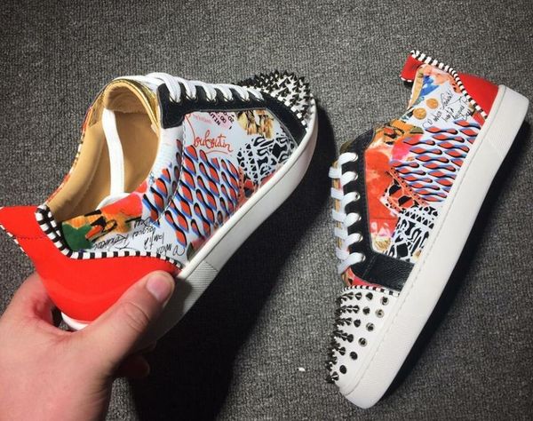 2019 designer mens red bottoms shoes studded spikes low flats casual sneakers for men wedding, Black
2019 designer mens red bottoms shoes studded spikes low flats casual sneakers for men wedding, Black