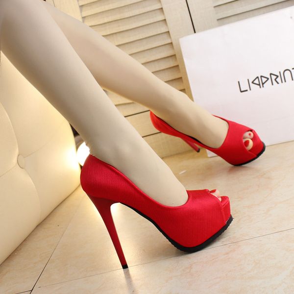 2019 spring and summer new ultra high heel fish mouth sandals women's fine with waterproof platform cloth high heel shoes, Black
2019 spring and summer new ultra high heel fish mouth sandals women's fine with waterproof platform cloth high heel shoes, Black