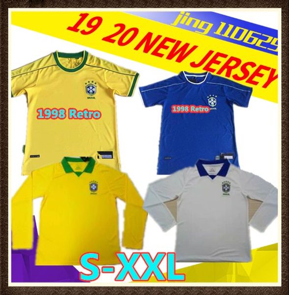 1998 brazil retro soccer jersey 19 20 long sleeve #7 neres #8 arthur home football shirt #11 p.coutinho #9 g.jesus away, Black;yellow
1998 brazil retro soccer jersey 19 20 long sleeve #7 neres #8 arthur home football shirt #11 p.coutinho #9 g.jesus away, Black;yellow