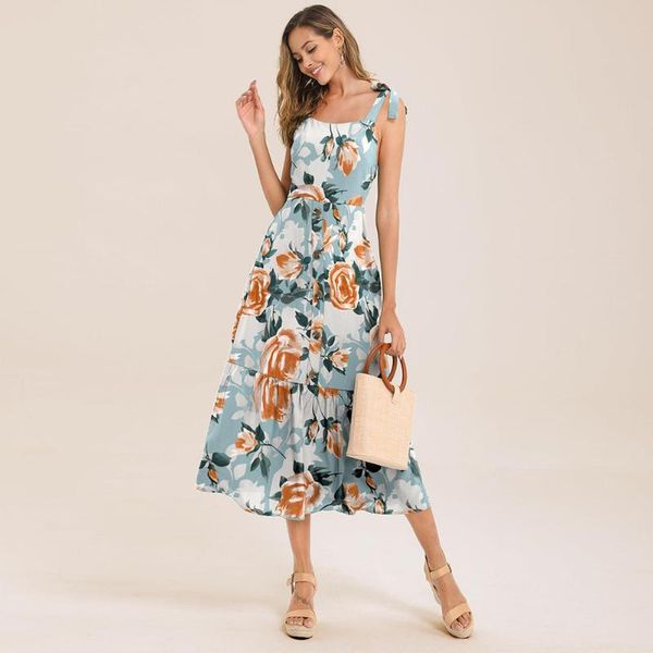 fashion women dresses ladies summer flowers printed backless sleeveless splicing a line tunic strap midi sundress, Black;gray
fashion women dresses ladies summer flowers printed backless sleeveless splicing a line tunic strap midi sundress, Black;gray