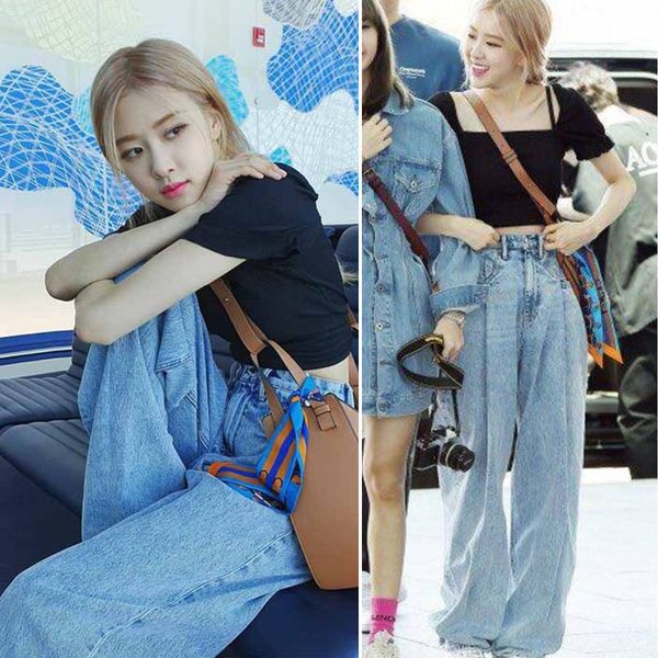 kpop blackpink rose streetwear the same fashion high waist jeans women jeans denim korean light blue wide leg pants
kpop blackpink rose streetwear the same fashion high waist jeans women jeans denim korean light blue wide leg pants