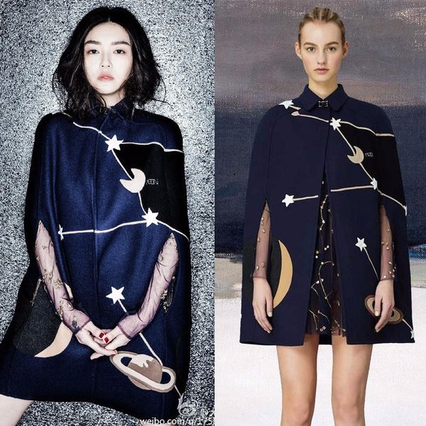 brand design cape coat fashion women runways vintage woollen coat embroidery moon&star cloak d634, Black
brand design cape coat fashion women runways vintage woollen coat embroidery moon&star cloak d634, Black