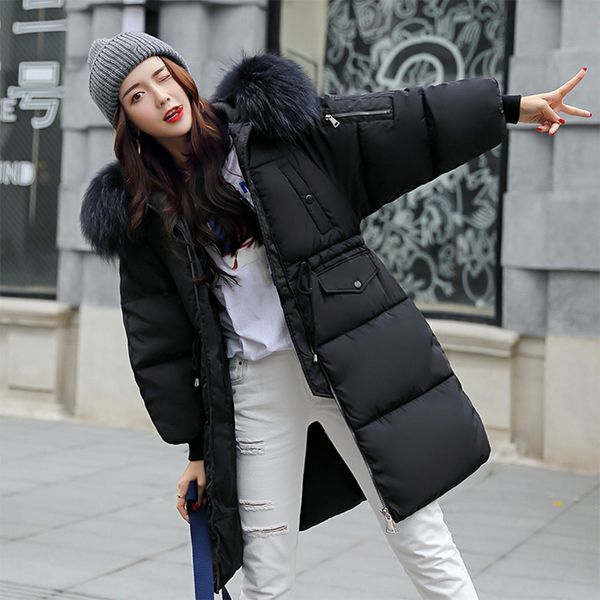 drawstring thickened knee length hooded parkas solid women jacket elegant winter outwear zipper long sleeve warm loose ladies, Black
drawstring thickened knee length hooded parkas solid women jacket elegant winter outwear zipper long sleeve warm loose ladies, Black