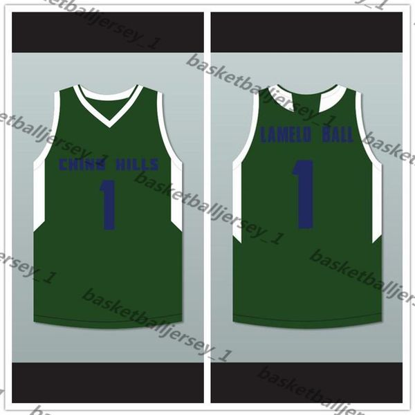 lamelo ball 1 chino hills huskies green basketball jersey-1, Black;red