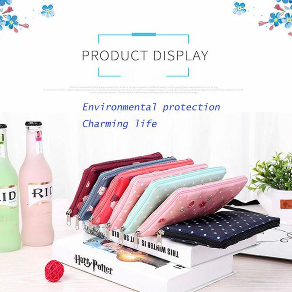 

2019 women foldable eco shopping bag tote pouch portable reusable grocery storage bag cactus flamingo dots