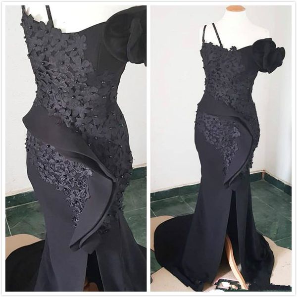 2020 arabic black mermaid evening dresses one shoulder lace prom dresses satin formal party second reception gowns robes de soiree, Black;red
2020 arabic black mermaid evening dresses one shoulder lace prom dresses satin formal party second reception gowns robes de soiree, Black;red