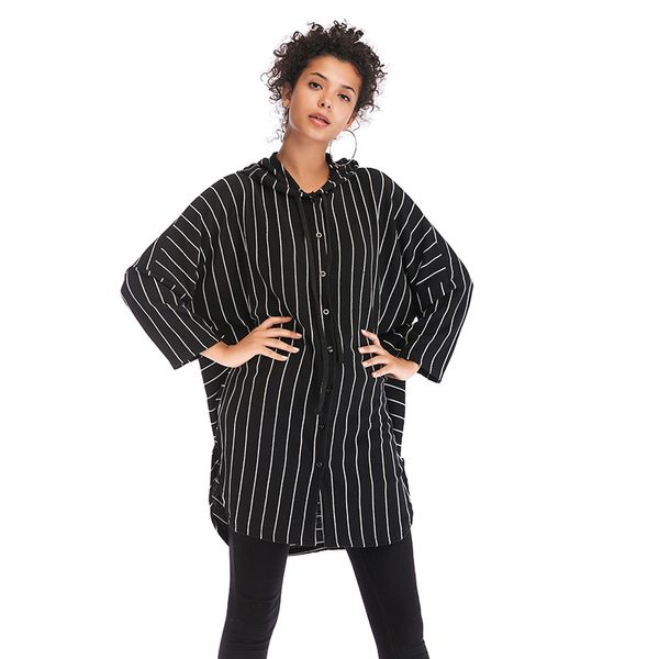 new a surrogate women's clothing stripes single-breasted jacket female loose lotus leaf side blouse girl, Tan;black
new a surrogate women's clothing stripes single-breasted jacket female loose lotus leaf side blouse girl, Tan;black