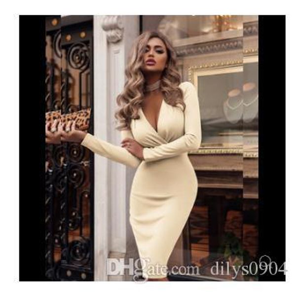 apricot new products women's wear dress deep v fold buttock spring and autumn long sleeves pure color longue, Black;gray
apricot new products women's wear dress deep v fold buttock spring and autumn long sleeves pure color longue, Black;gray
