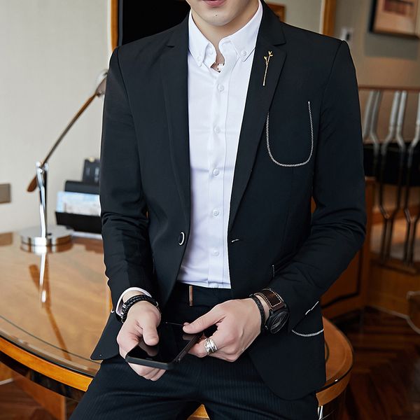 mens blazer jacket solid regular fit suit coat male 2019 new autumn brand clothing quality outerwear jackets for men, White;black
mens blazer jacket solid regular fit suit coat male 2019 new autumn brand clothing quality outerwear jackets for men, White;black