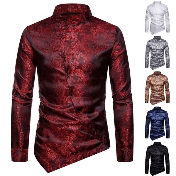 new fall fashion personality diagonal button cashew flower irregular multi-color henry collar high-grade long-sleeved shirt, White;black
new fall fashion personality diagonal button cashew flower irregular multi-color henry collar high-grade long-sleeved shirt, White;black
