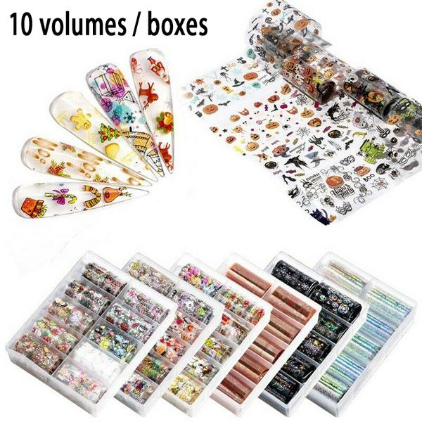 10 rolls new holographic christmas halloween nail foil art transfer decals stickers manicure tips nail art decorations, Black
10 rolls new holographic christmas halloween nail foil art transfer decals stickers manicure tips nail art decorations, Black