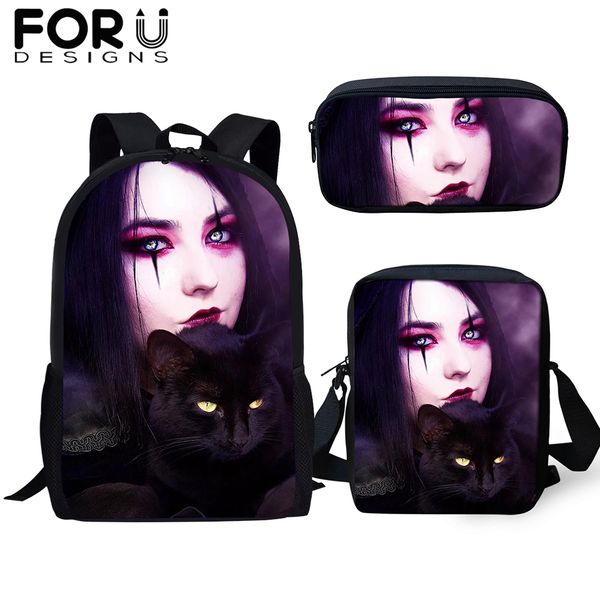 forudesigns 3pcs/set 3d print school bags for girl gothic girls dark art backpack bagpack teenage femme vintage black rucksack
forudesigns 3pcs/set 3d print school bags for girl gothic girls dark art backpack bagpack teenage femme vintage black rucksack