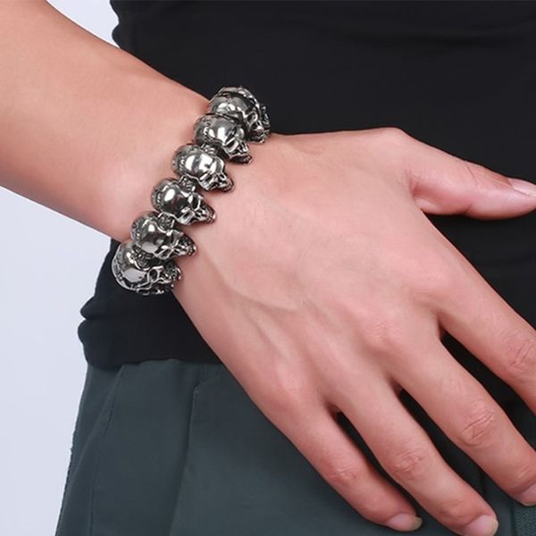 big skull charm bracelets mens stainless steel skeleton chains on hand retro width man bracelet gothic hip hop steampunk fashion, Black
big skull charm bracelets mens stainless steel skeleton chains on hand retro width man bracelet gothic hip hop steampunk fashion, Black