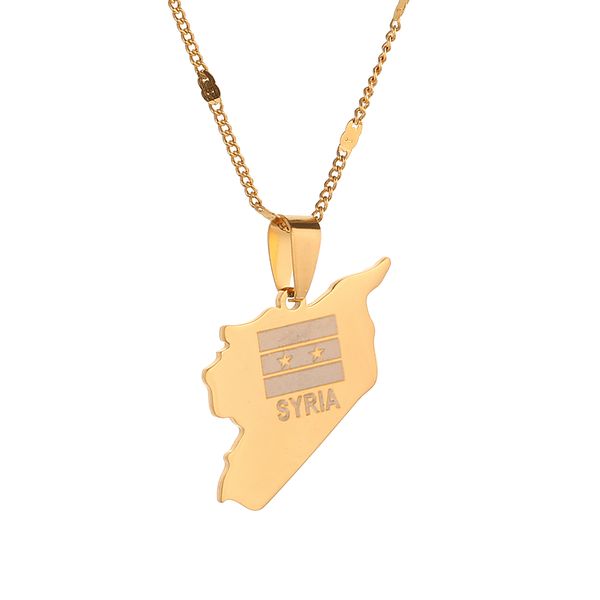 stainless steel gold color syria map flag pendant necklaces syrians charm jewelry, Silver
stainless steel gold color syria map flag pendant necklaces syrians charm jewelry, Silver