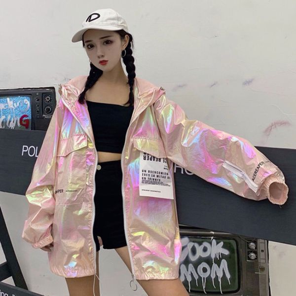 2019 harajuku colorful thin sunscreen coat women spring summer streetwear big pocket long sleeve zipper hooded jacket outerwear, Black;brown
2019 harajuku colorful thin sunscreen coat women spring summer streetwear big pocket long sleeve zipper hooded jacket outerwear, Black;brown