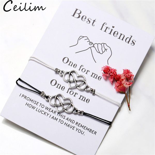 bohemian heart couples bracelets set for women men infinite knot wax rope bracelet friend wish card jewelry 2pcs/set, Golden;silver
bohemian heart couples bracelets set for women men infinite knot wax rope bracelet friend wish card jewelry 2pcs/set, Golden;silver