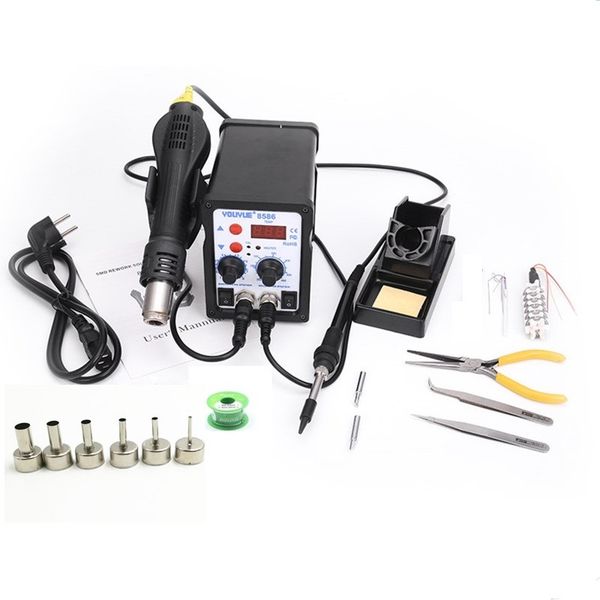 8586 2 in 1 esd air gun soldering station welding solder iron for ic smd desoldering+heating core+tin wire+ 6pcs nozzles
8586 2 in 1 esd air gun soldering station welding solder iron for ic smd desoldering+heating core+tin wire+ 6pcs nozzles