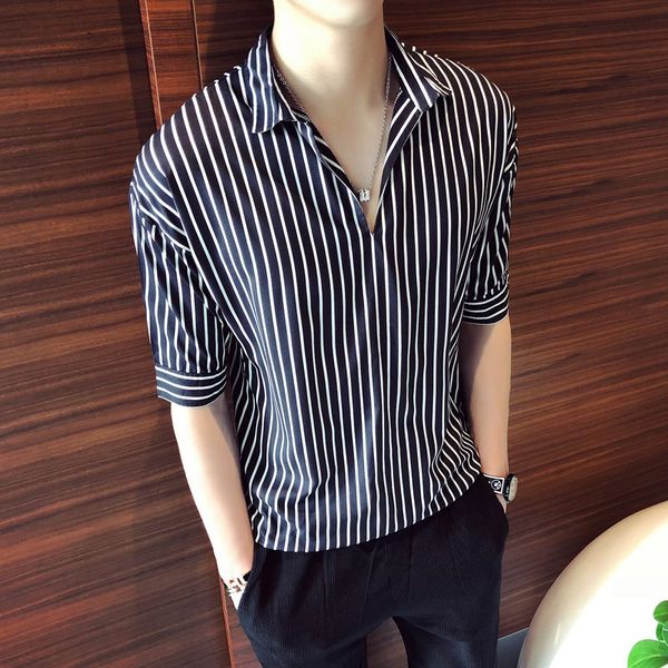 men's casual shirts loldeal loose thin elastic waist head v-neck shirt stripes, White;black
men's casual shirts loldeal loose thin elastic waist head v-neck shirt stripes, White;black